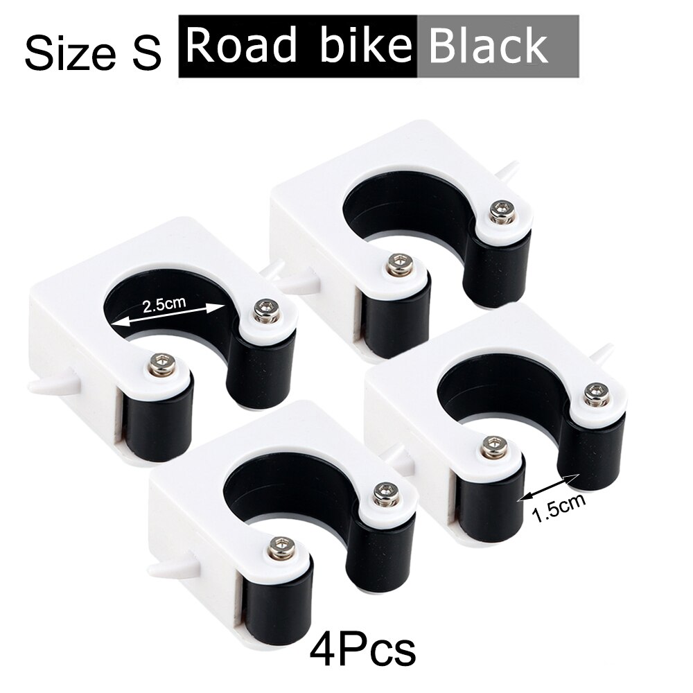 Bicycle Parking Rack Buckle Indoor Vertical Bike Storage Portable Wall Mount Hook Mountain Road Bike Cycling Display Stand: 4 Pcs Black Size S
