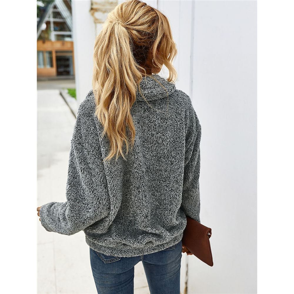 Vrouwen Winter Sherpa Trui Blend Fleece Fluffy Zipper Vest Dames Herfst Streetwear Revers Rits Jas Teddy Truien