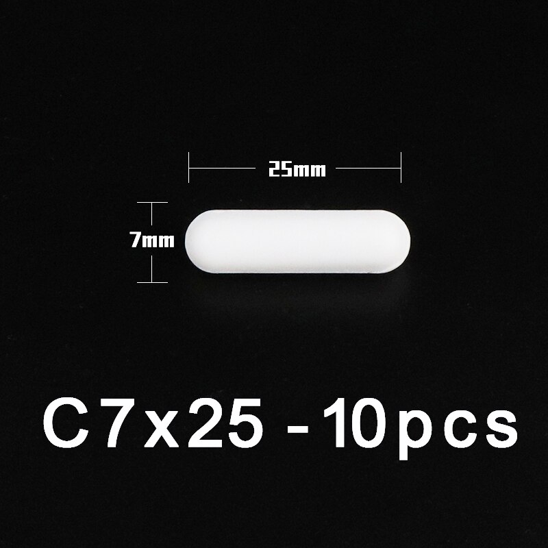 PTFE Magnet Rührer Rühren Bar Zylindrischen Typ-C Magneton Rühren Rührgerät Weiß Dreh Riegel, mehrere Größen Für Wahl, 10 stücke: C7x25mm-10Stck