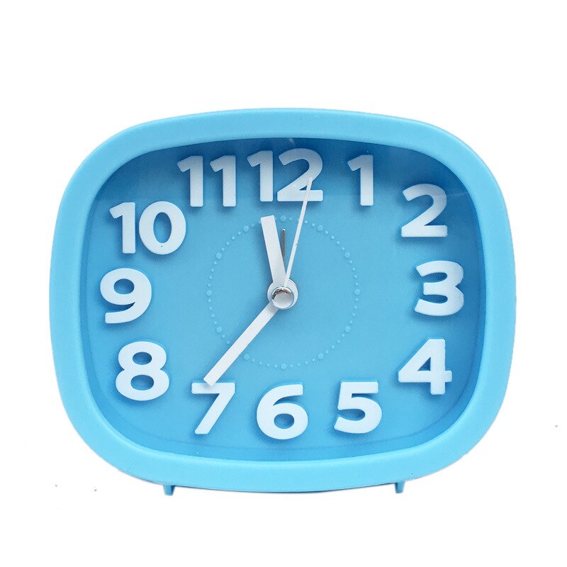 Round Alarm Clock Simple Style Wake Up Table Clock Square Silent Desk Clocks Snooze Portable Travel Alarm Clock Battery Powered: square blue