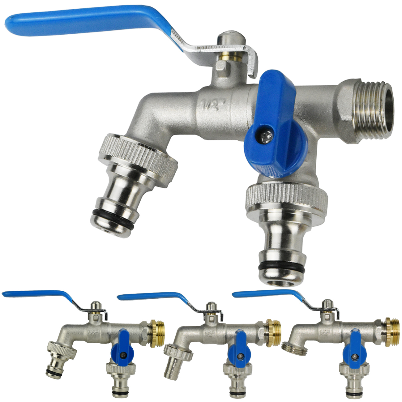 Replacement Brass Tap Faucet Adapter Garden 1/2'' IBC Water Tank Connector 2-Way 1-Way Irrigation Hose Joint Fitting Ball Valve