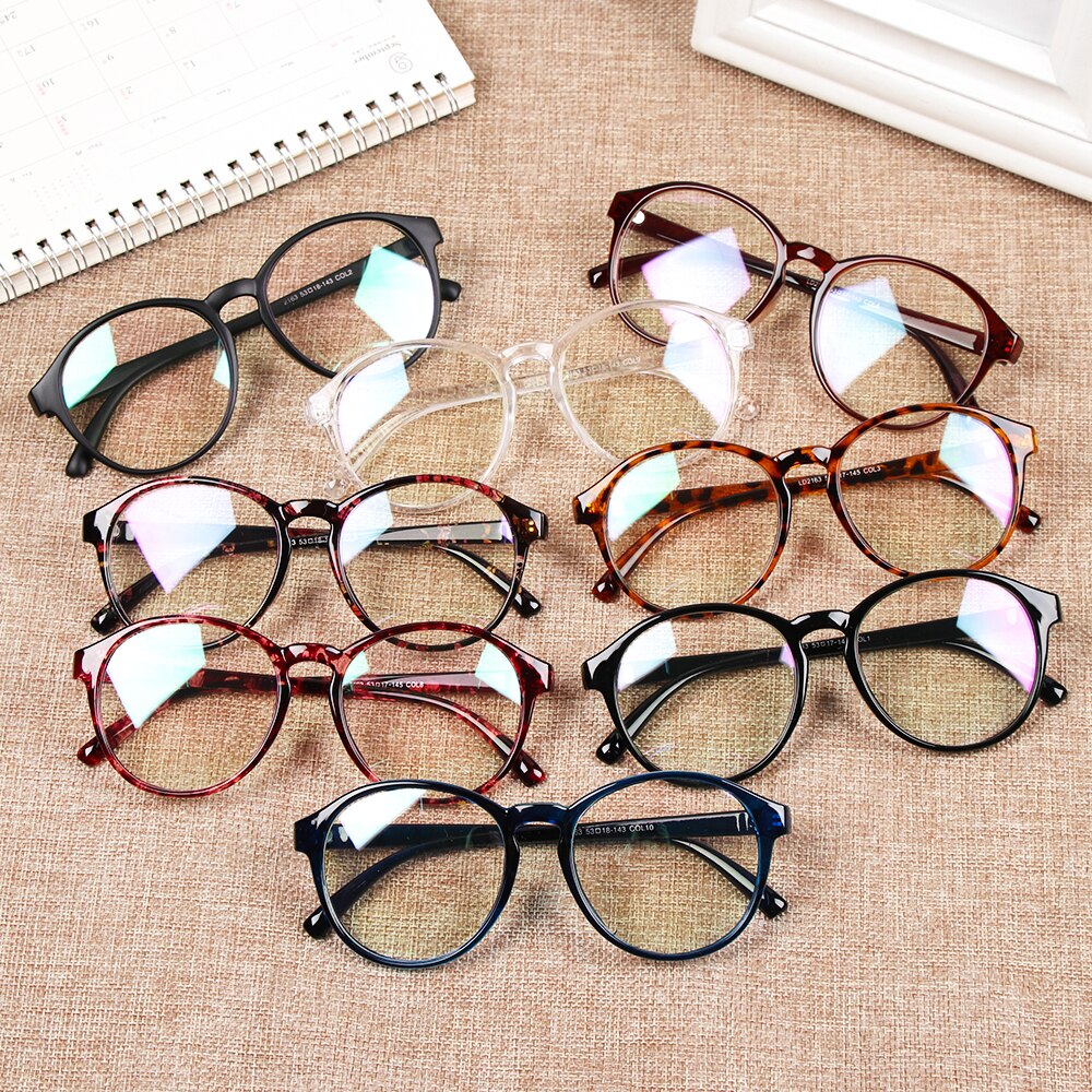 Retro Big Frame Optical Glasses Frame Round Transparent Lens Women Men Ultra Light Printied Eyeglass Vision Care Spectacles