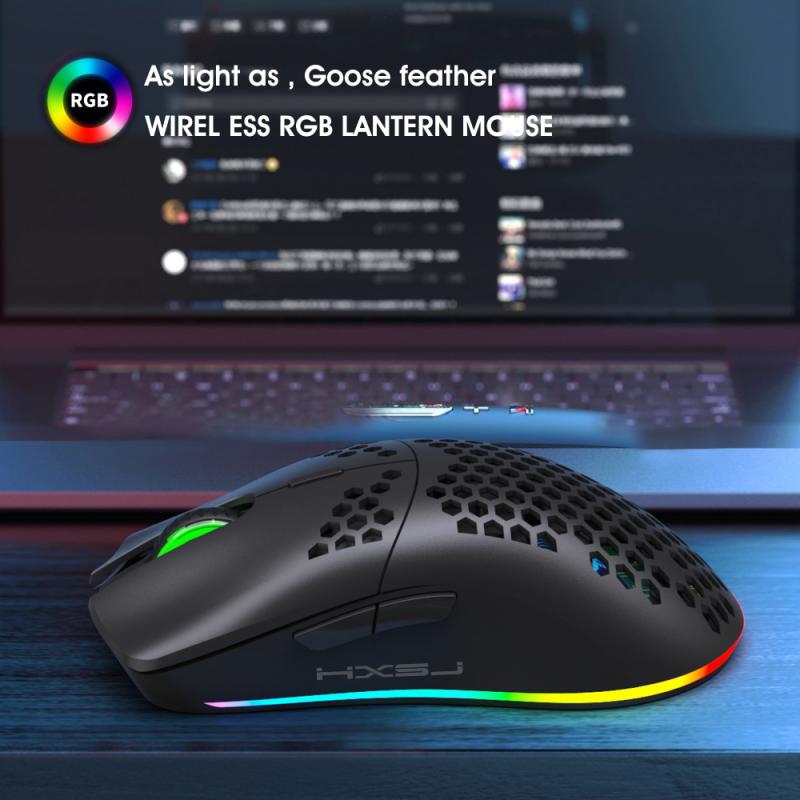 T66 2.4G Wireless Mouse Lightweight Honeycomb Shell RGB Gaming Mouse For Desktop Computers Laptop Backlit Rechargeable