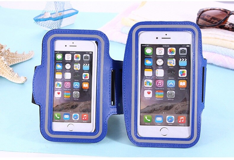 Universele outdoor sport telefoonhouder, armbandhoes voor samsung, sportschool hardloop telefoontas, armbandhoes voor iphone xs max voor samsung: Blauw l