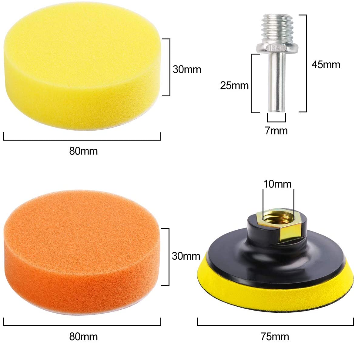 22Pcs 3 Inch 75Mm Auto Buffing Pads Kit, Voor Auto Boren, Polijsten, Slijpen, en Waxen (18Pcs + 2 Boor Adapters + 2 Zuignappen)