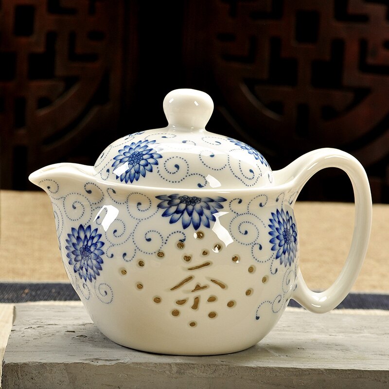 Keramisk tekanna kung fu te jingdezhen landskap blått och vitt benporslin kontor tekanna hem  mj82204
