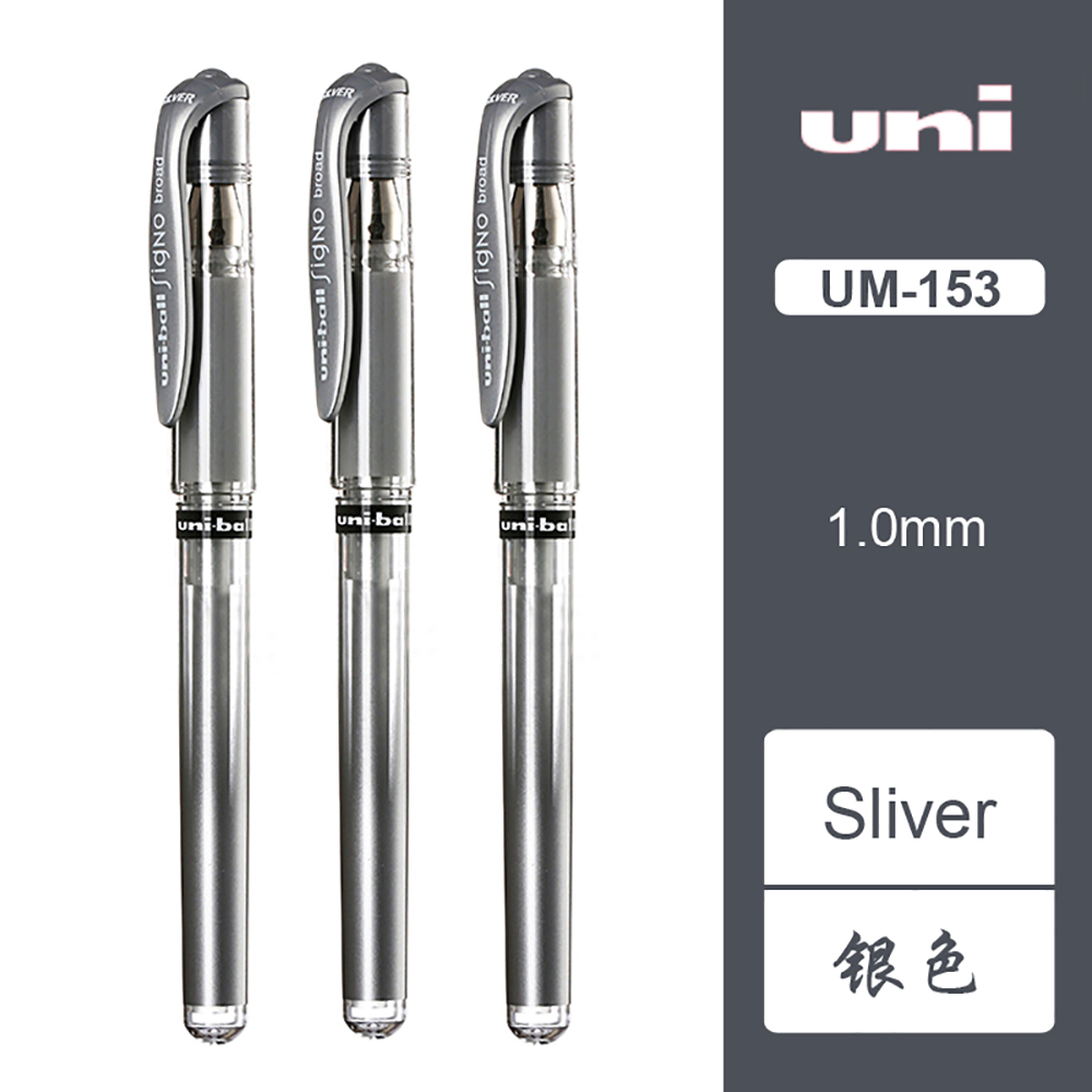 Japan UNI Signo Broad Gel Pen UM-153 1.0mm White High Gloss PenStudent Office Wedding Hand-painted Art Supplies Cute Stationery: Clear / black