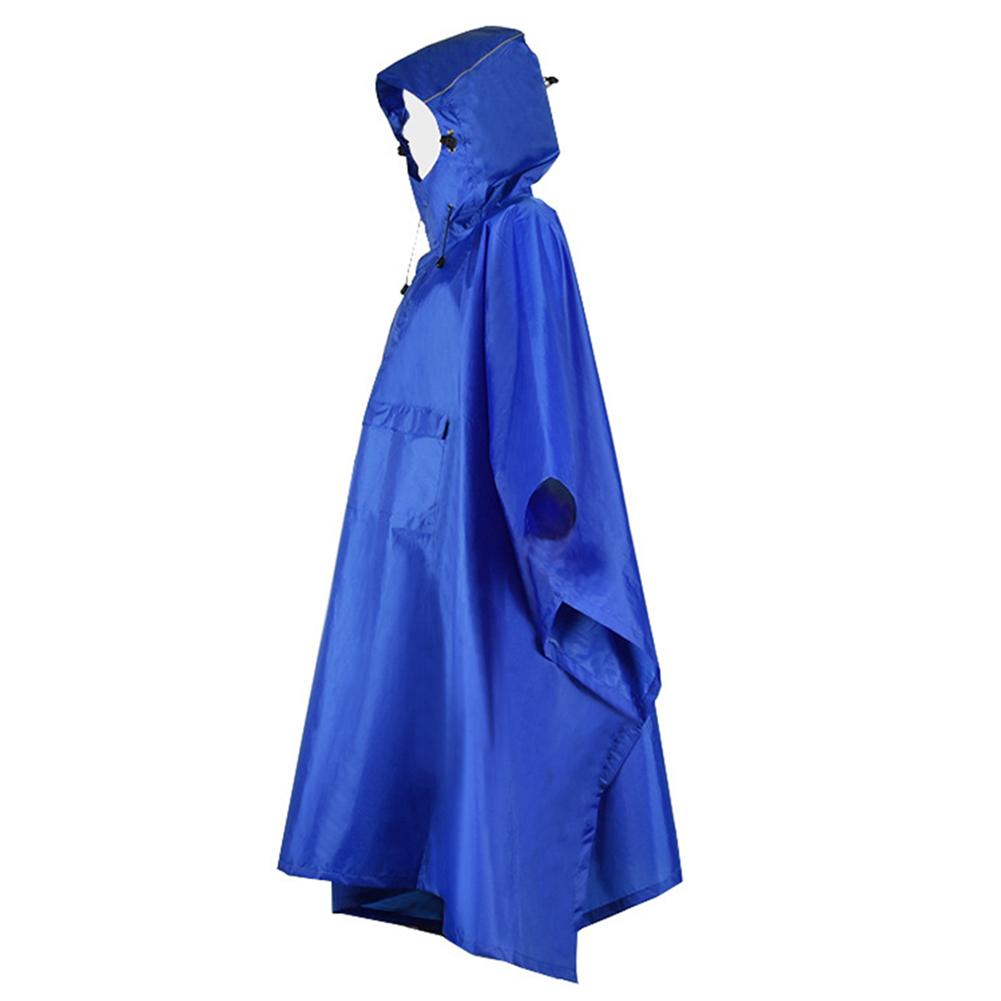 Motorcykel regntøj lang stil vandreture poncho hætteklædt regnfrakke vandtæt polyester taffeta regn poncho regnfrakke jakke: Blå