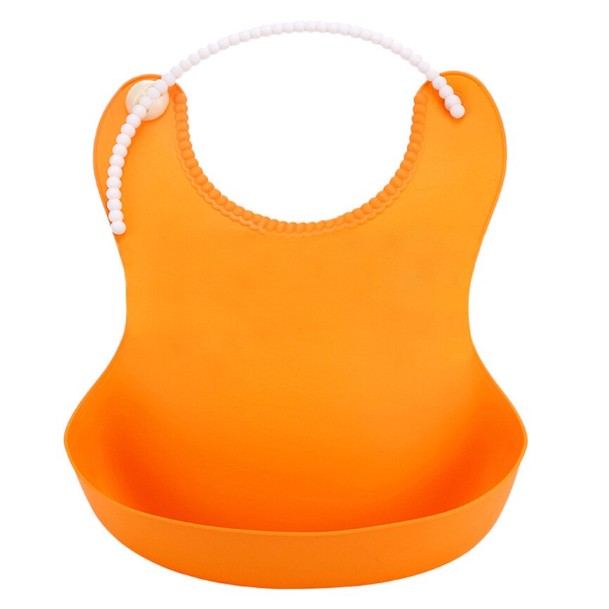 Cute Kid Infant Bibs Baby Soft Silicone Bib Waterproof Saliva Dripping Bibs solid color stereo bib silicone children meal pocket: Orange