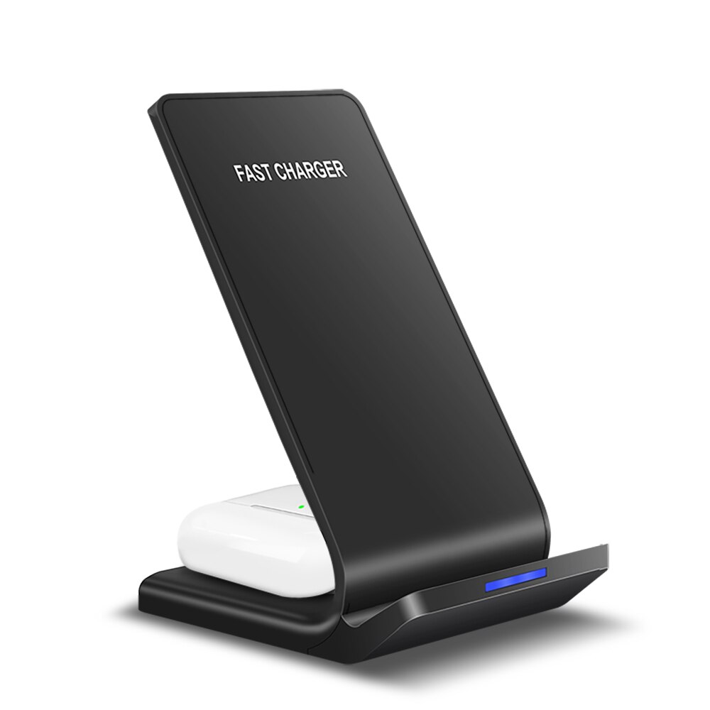 2 em 1 15W Qi Carregador Sem Fio Estação de Carregamento Rápido Para Airpods Pro iPhone 11 XS XR X 8 charge Dock para Samsung S20 S10 S9 Gomos: 15W 2 in 1 Charging