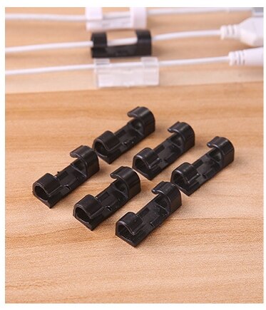 20pcs 3*1cm ABS Cable Winder Home Office Organizer Wire Storage Charger Cable Holder Clips Stationery Desk Set Supplies: Black