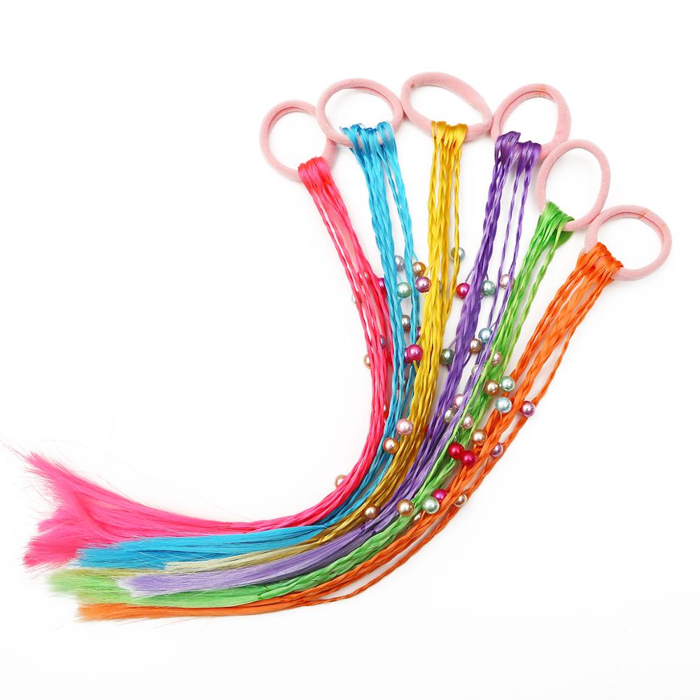 4cm arc-en-ciel élastique cheveux corde bandes de caoutchouc accessoires de cheveux pour les filles perruque queue de cheval cheveux anneau enfants torsion tresse corde cheveux outil: Style5 randomly 1pc