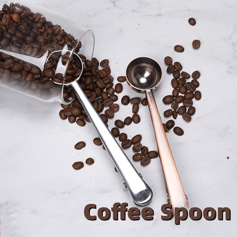 2in1 Edelstahl Kaffee Löffel Milch Pulver Tee Abdichtung Clip Multifunktionale Messlöffel Kaffee Werkzeug Zubehör