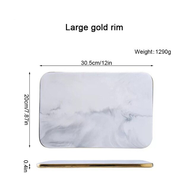 10/12inch Ceramic Marble Dinner Plate for Bread Pizza Chopping Board For Fruit Cutting Flat Rectangle Tray Steak Dish Tableware: D