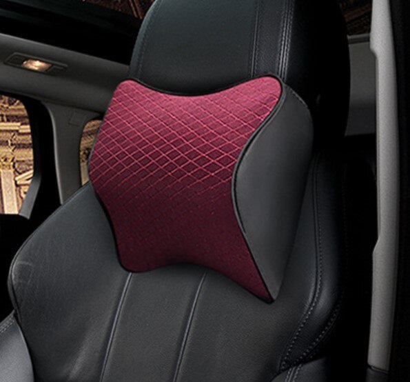 Auto Kissen Auto Auto Sitz Zurück Lenden Unterstützung und Hals Kissen Bausatz Auto Kopfstütze Zurück Kissen Schaum Baumwolle Schwarz verrotten: rot Nacken Kopfkissen