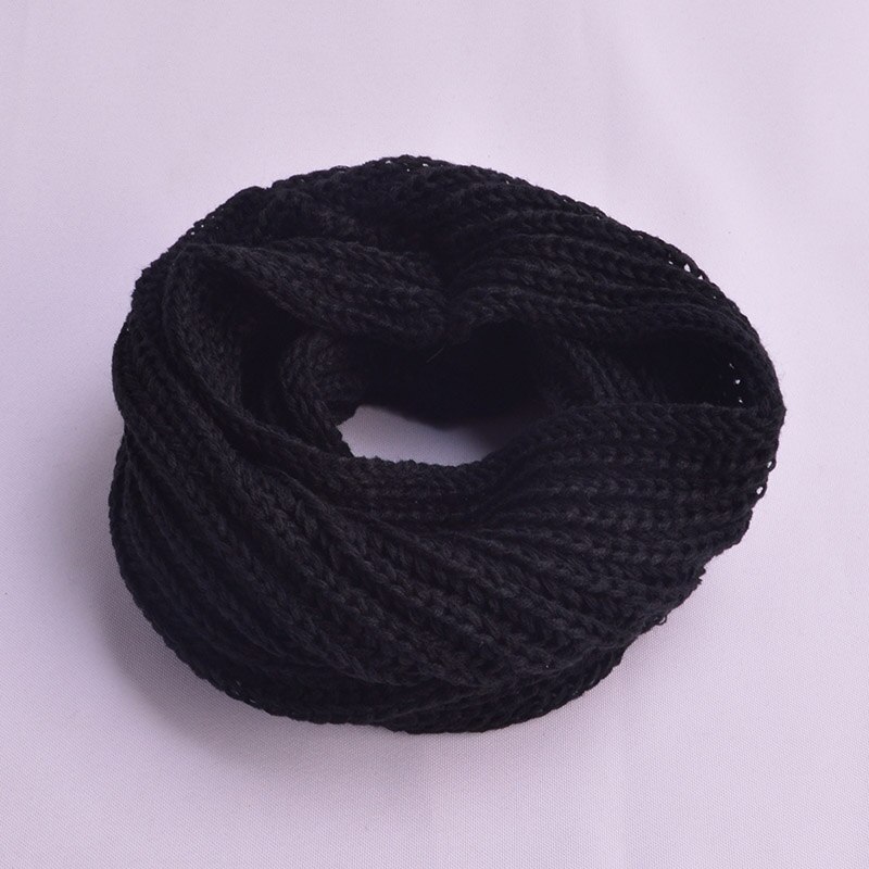 Women Warm Scarf Winter Autumn Soft Knitted Scarves Solid Color Lady Girls Snood Scarf Neck Collar: Black