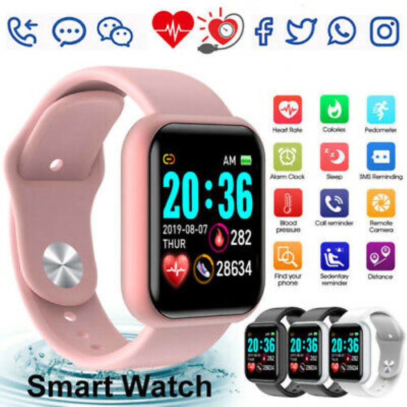 Y68 Bluetooth Vrouwen Sport Smart Horloge Waterdicht Slimme Horloge Hartslagmeter Smart Android Relogio Fitness Tracker Met Doos