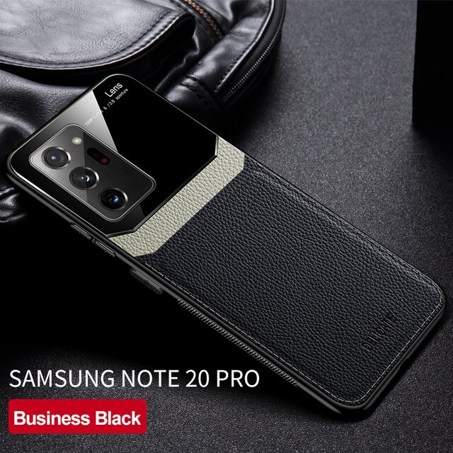 Luxe Pu Leather Case Voor Samsung Galaxy Note 20 Ultra Case Hard Pc Siliconen Shockproof Cover Cases Voor Samsung Note20 note 20: For Note 20 Ultra / Black