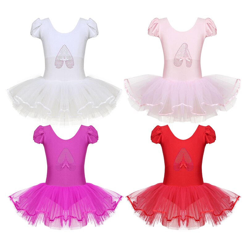 IIXPIN Girls Ballet Tutus Fairy Dance Ruffled Cap Sleeves Sequined Ballerina Shoe Ballet Dance Gymnastics Leotard Tutu Dress