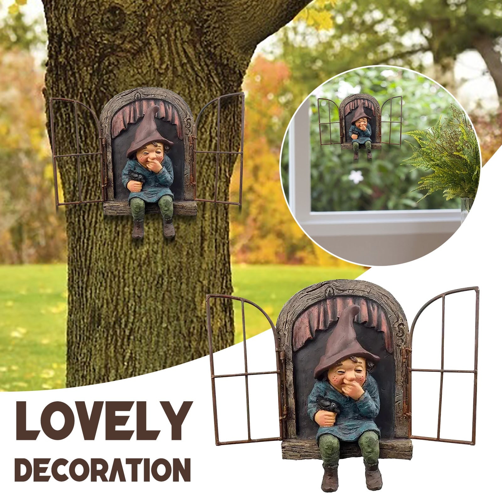 40 # Ondeugende Tuin Gnome Voyeur, Grappige Tuin Boom Decoratie Sculptuur Yard Art Tuin Peeker Interessante Tuin Decoratie