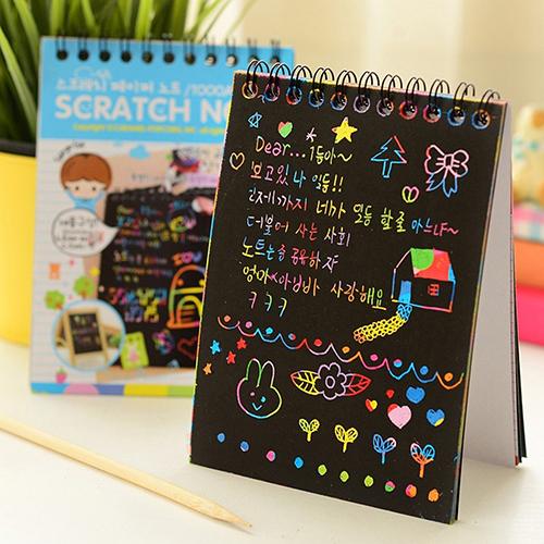 Kids Rainbow Kleurrijke Scratch Art Kit Magic Tekening Schilderen Papier Notebook School Travel Home Kantoorbenodigdheden