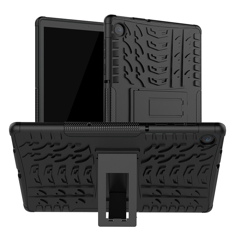 Case Voor Lenovo Tab M10 Plus 10.3 Fhd TB-X606F TB-X606X Tablet Case Heavy Duty Hybrid Shockproof Beschermhoes Met Kickstand: Black