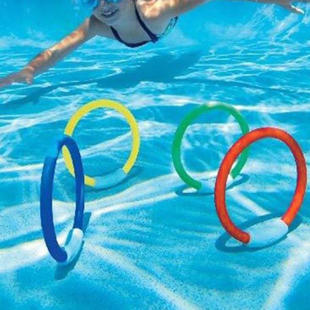 4 Stuks Kleurrijke Duiken Ringen Plastic Zwembad Fun Onderwater Ring Geladen Gooien Cirkel Speelgoed