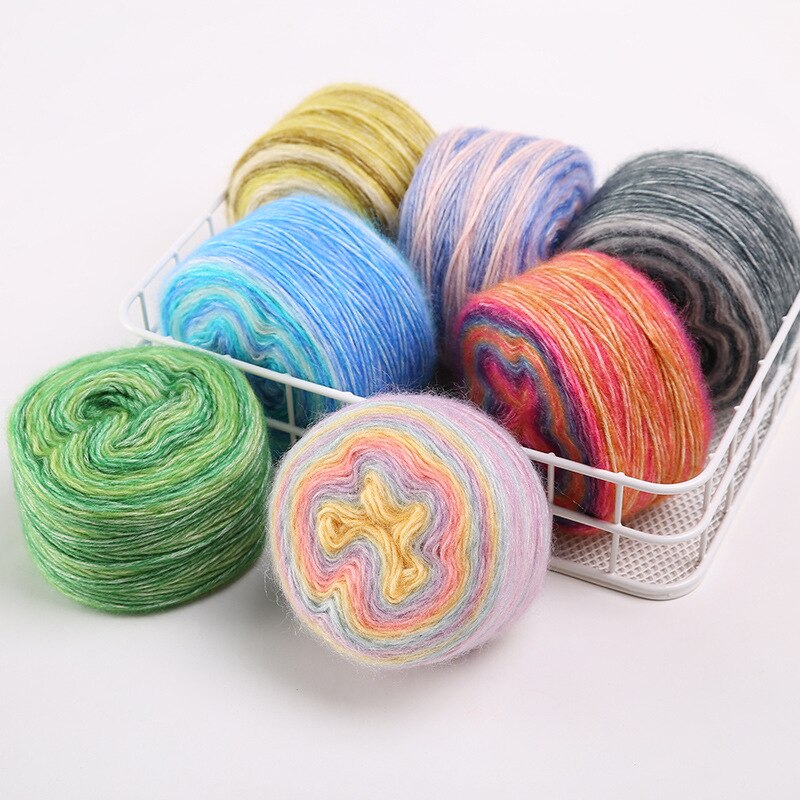 Wool Mohair Yarn Crochet Hand Knitting Soft Segment Dyed Plush Fine Yarn Cotton Angola Amorous Colourful Thread