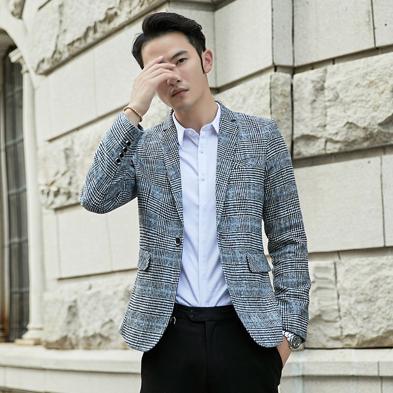 Rutete blazer herre dressjakke i britisk stil uformell brudekjole kåpe business streetwear sosial jakke este kostyme homme