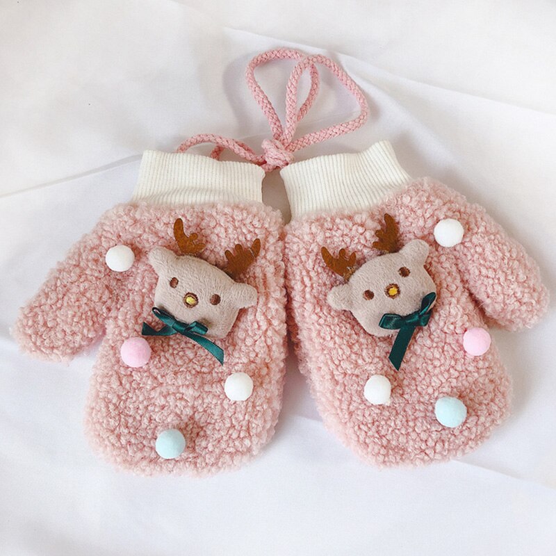 de un bebé de punto cálido para invierno guantes para chicas y chicos niños Patchwork mitones para el exterior guantes de lana al por mayor: P