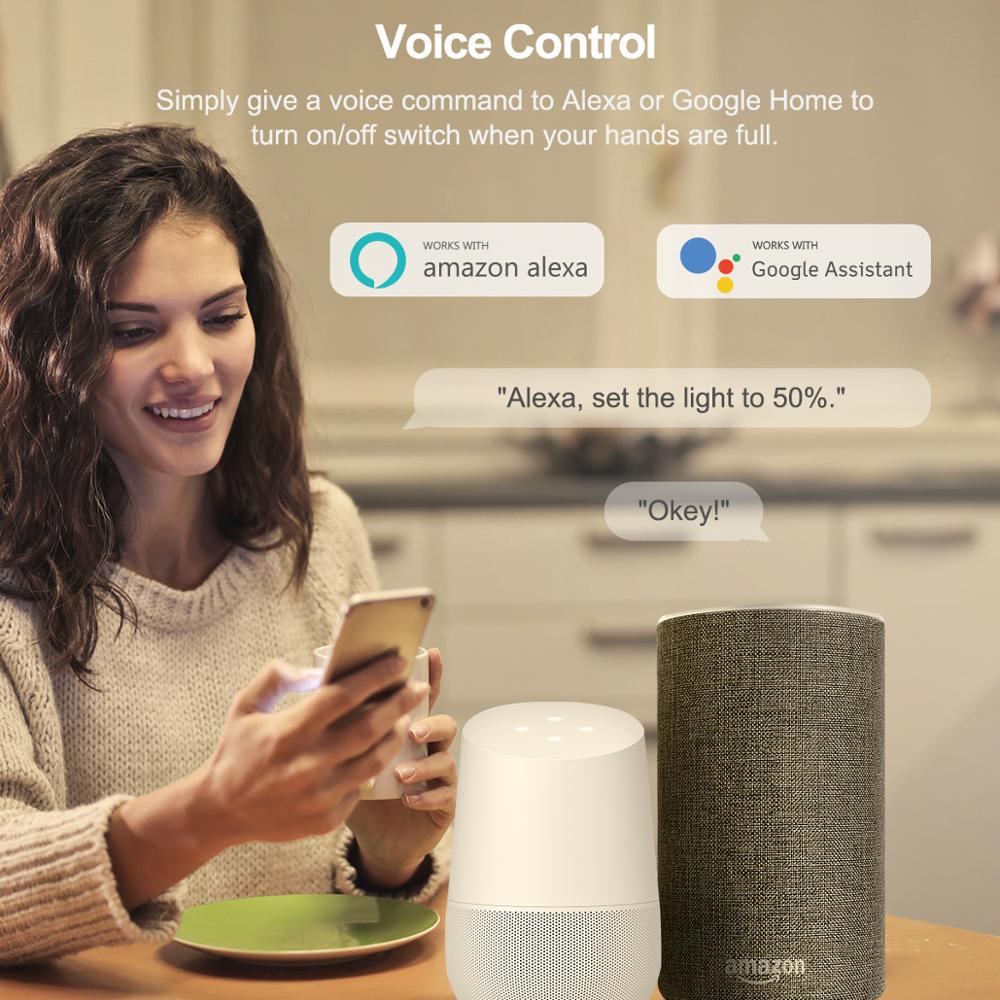 Smart Wifi Dimmer Light Switch, Touch Dimbare Panel Muur Switch Us 100-240V, werkt Met Alexa Google Thuis, Geen Hub Nodig,