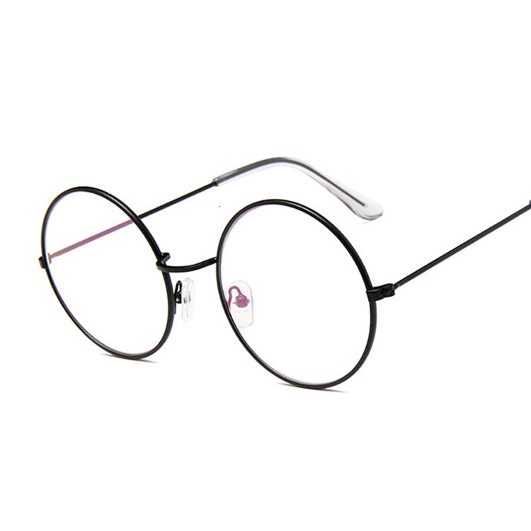Gafas redondas Vintage para mujer, montura de Metal Unisex, lentes ópticas de círculo negro Retro, lentes transparentes, gafas de gusano: Black Trans