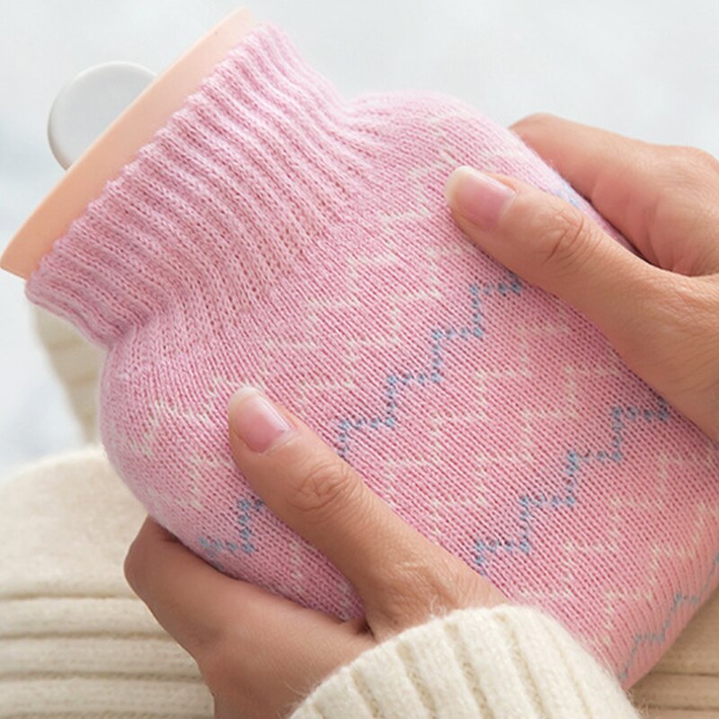 Explosion-Proof Silicone Water Bottle Portable Microwave Heating Cute Warm Handbag Knitted Cover
