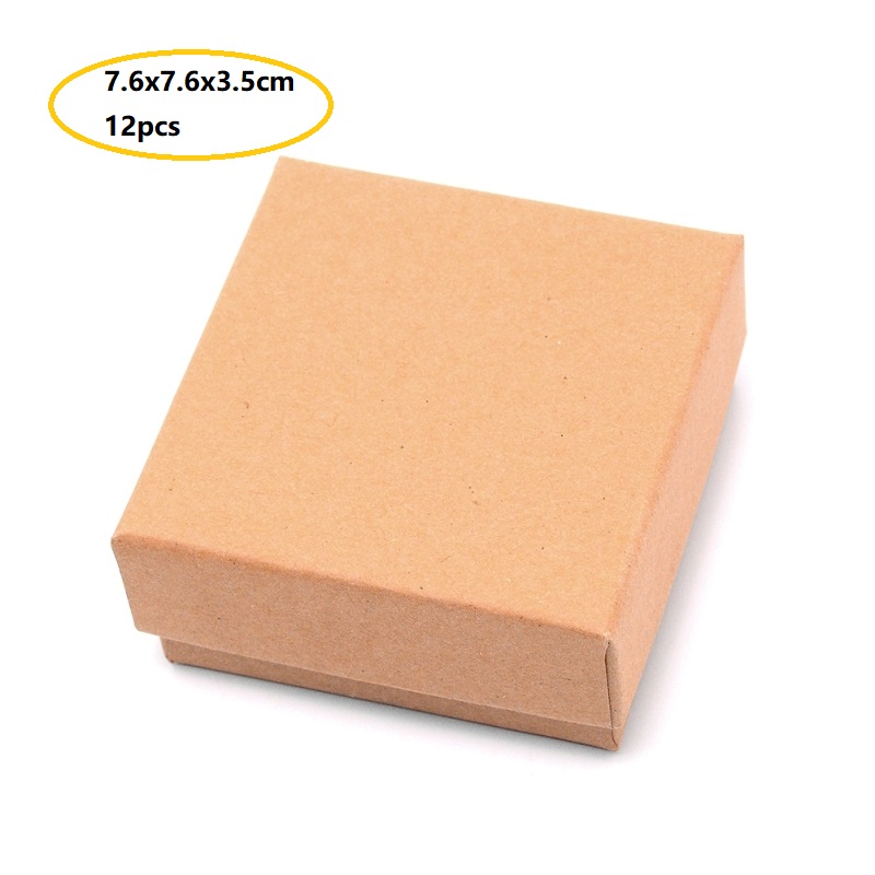 24 Stück Schmuckschatullen aus Pappe, 3,54 x 3,54 x 1,18, quadratische Kartons aus Papier, Kraftpapier, Geschenkverpackungsbox für Weihnachten: Freier Raum