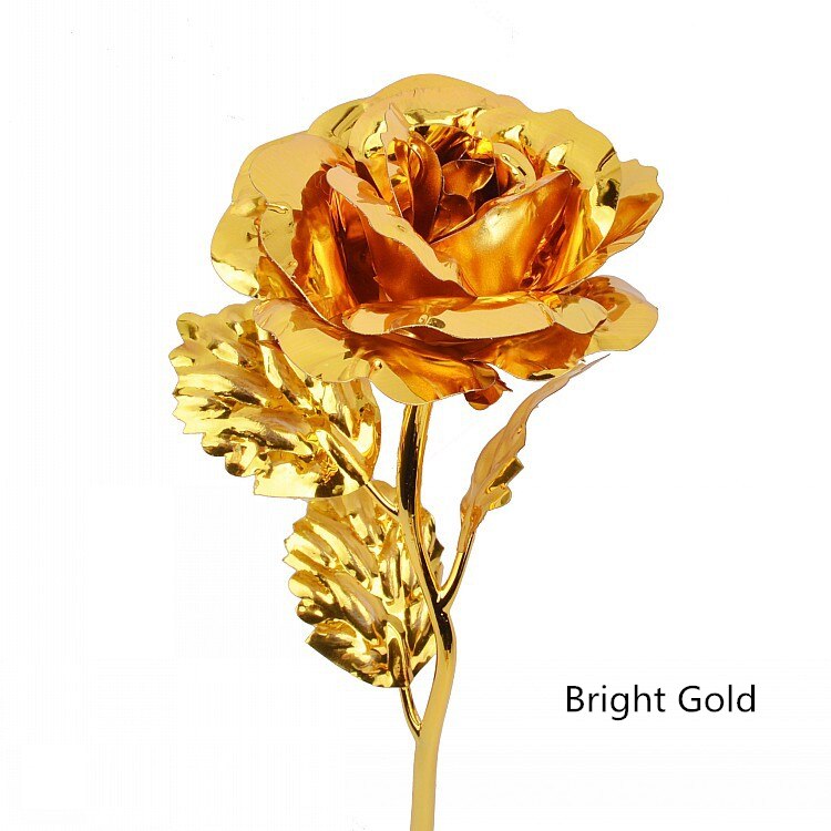 Złoto foliowane dekoracje ślubne z różami kwiat prezent na walentynki kochanka róża sztuczny kwiat Dropshipping: 02 Bright Gold