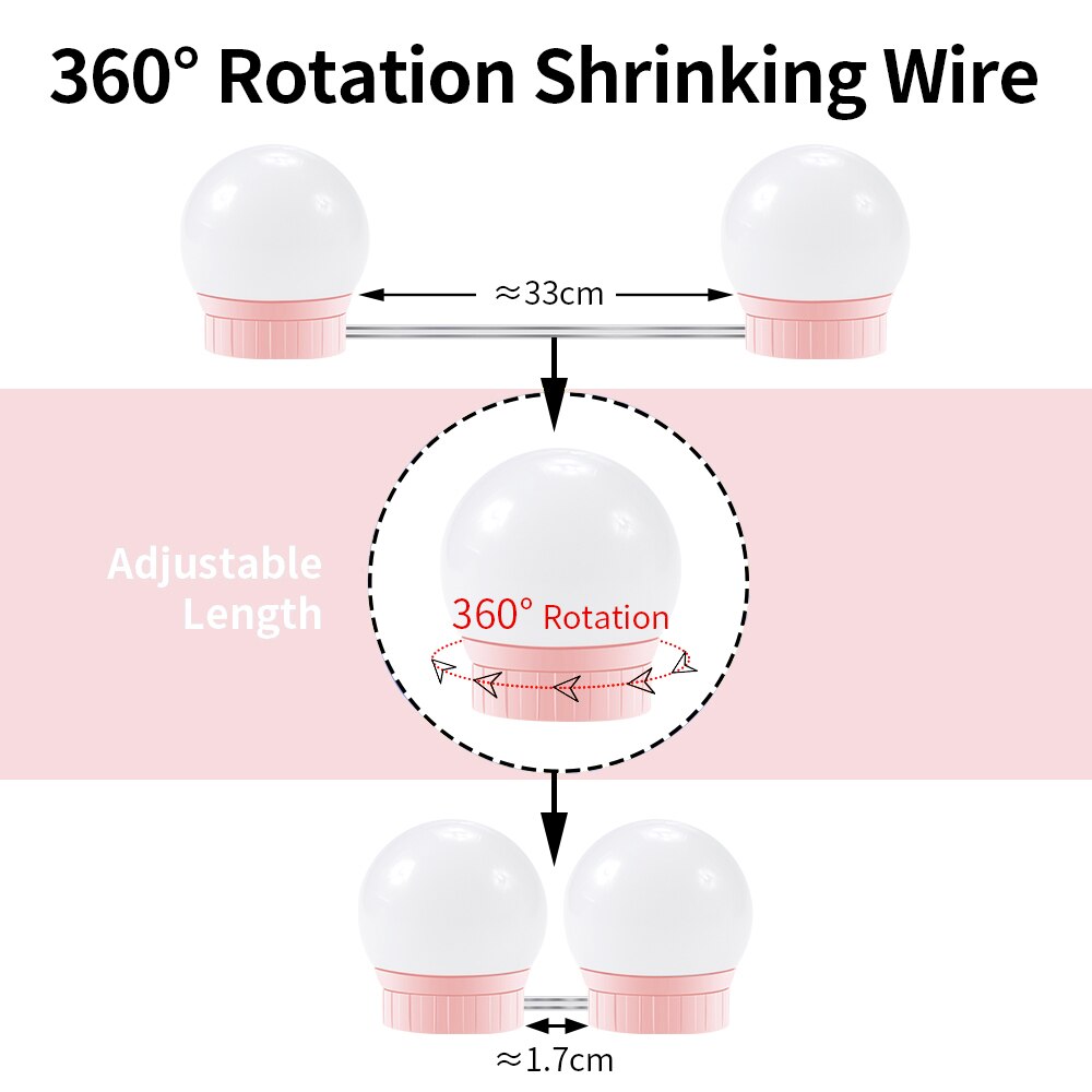 Hollywood Stijl Kaptafel Lamp 6 10 14 Bollen Kit Led Make-Up Spiegel Touch Sensor Switch 12V Led Spiegel licht Usb Muur Lampen