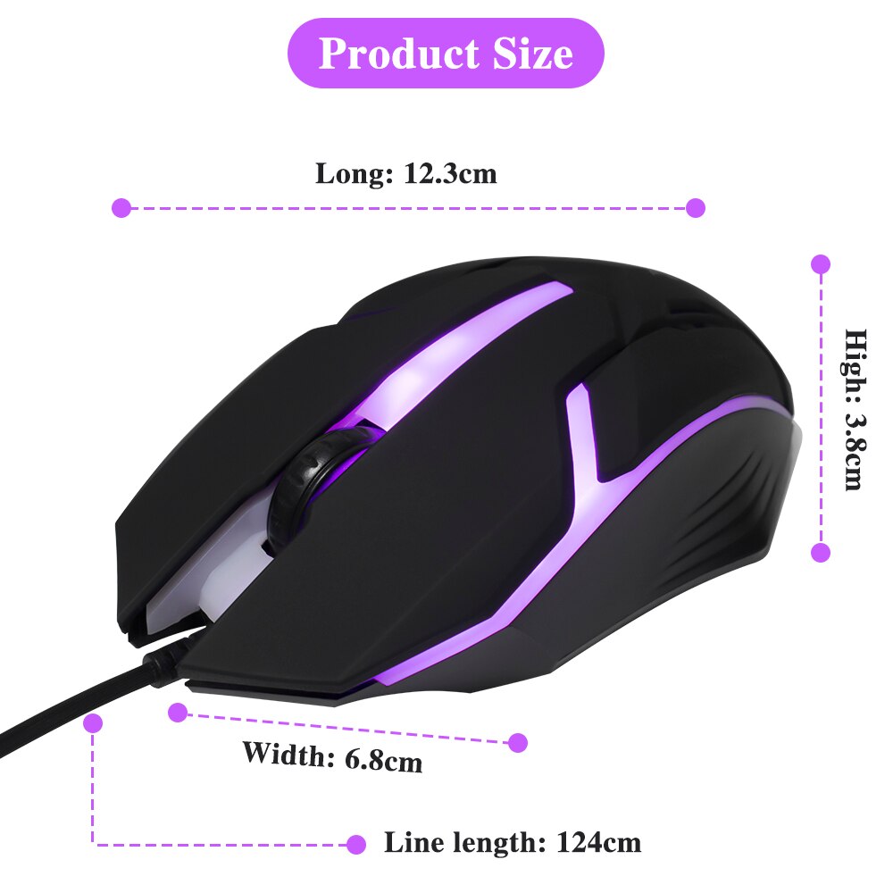 FELYBY Light Weight and Sensitive Mouse Multifunctional Home Office Game Wired Mouse LED Colorful Lights USB Mouse