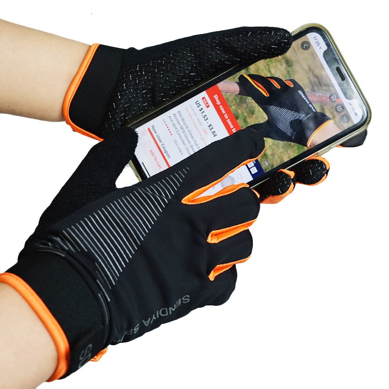 Skridsikre cykelhandsker fuldfinger touchscreen mænd kvinder mtb handsker åndbare vanter lette klatre-ridehandsker