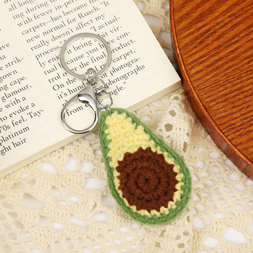 Neue gestrickte Frucht Schlüssel bund Simulation Erdbeer Kirsche Birne Pfirsich Schlüssel ring Frauen Mädchen Auto tasche Schlüssel Anhänger Schmuck Schlüssel halter: Rot