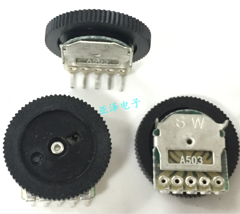 Dial potentiometer 16*2MM stereo dial wheel potentiometer A50K with black wheel potentiometer A503