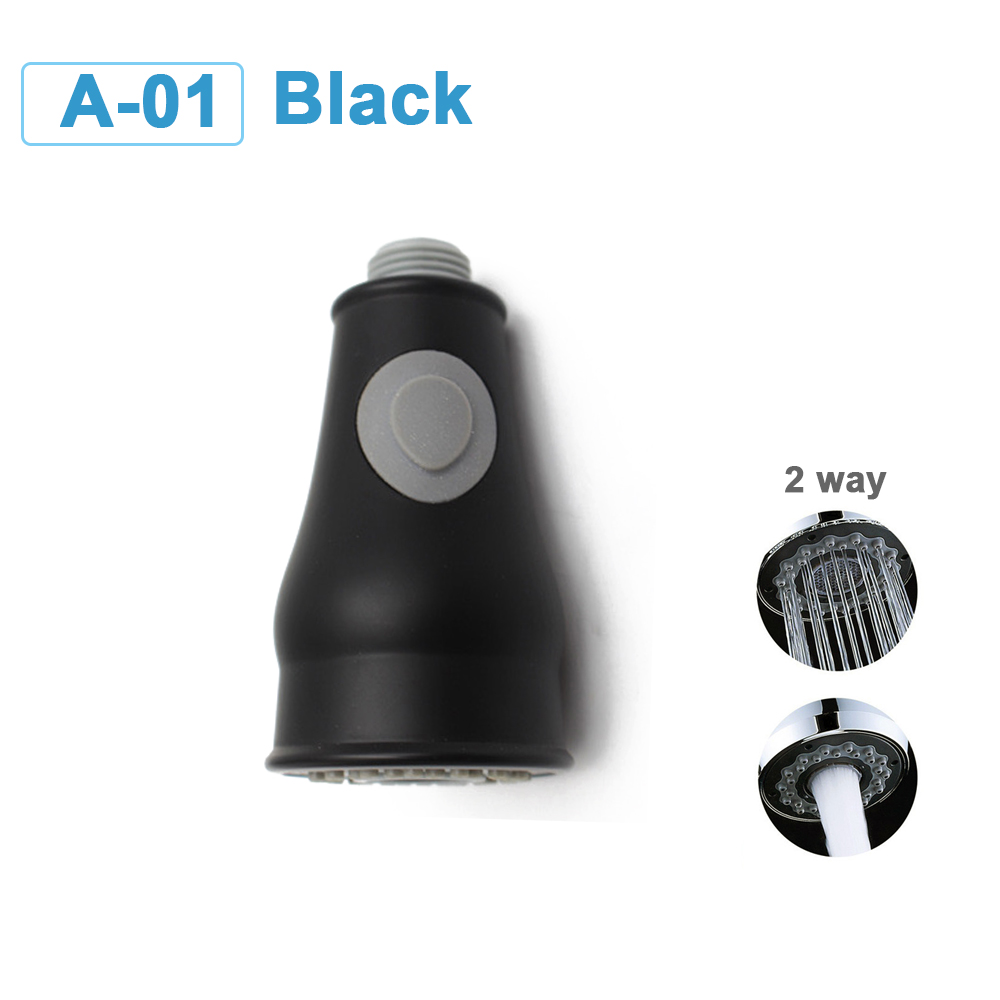 G1/2 Kitchen Faucet Head Pull Out Shower Nozzle Sprayer Bathroom Sink Tap Replacement Accessory Black Silver Golden Head Aerator: Yellow