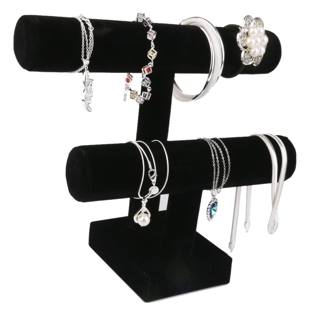 2-Tier Bangle Armband Display Houder T-Bar Stand Black