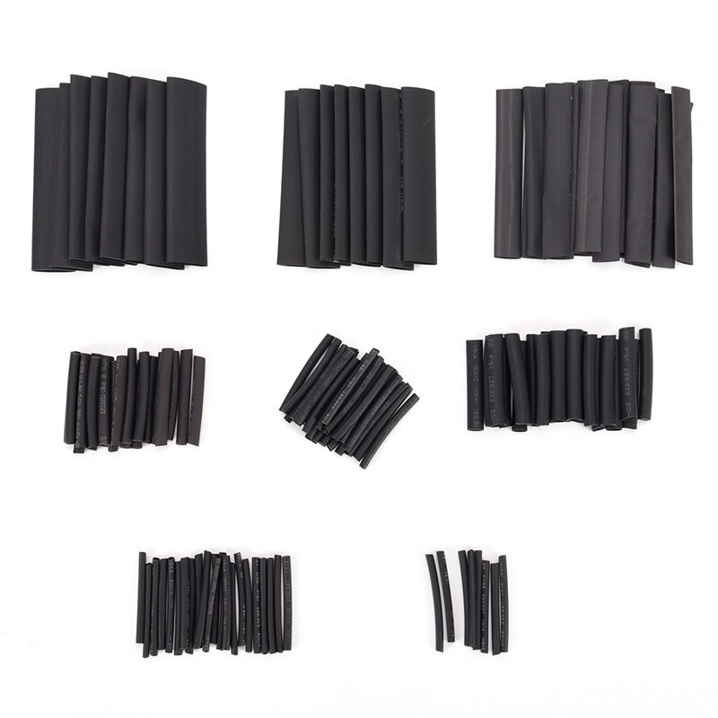 127Pcs/set Multi Style Black Useful Electric Tubings 2:1 Assortment Heat Shrink Tubing Tube Car Cable Sleeving Wrap Wire Kit