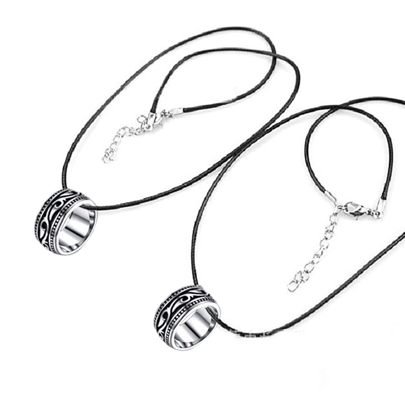 Titane acier inoxydable hommes anneau Vintage géométrique homme anneau pour hommes bijoux de mariage couleur argent Vintage dately hommes anneau: 12 / plus rope necklace