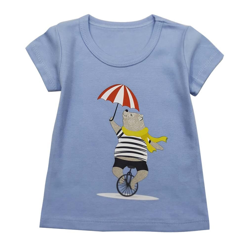 Sommar barn t-shirt ledig enkel bebis flickor mjuka bomullstoppar barn småbarn kortärmade t-shirts barnkläder