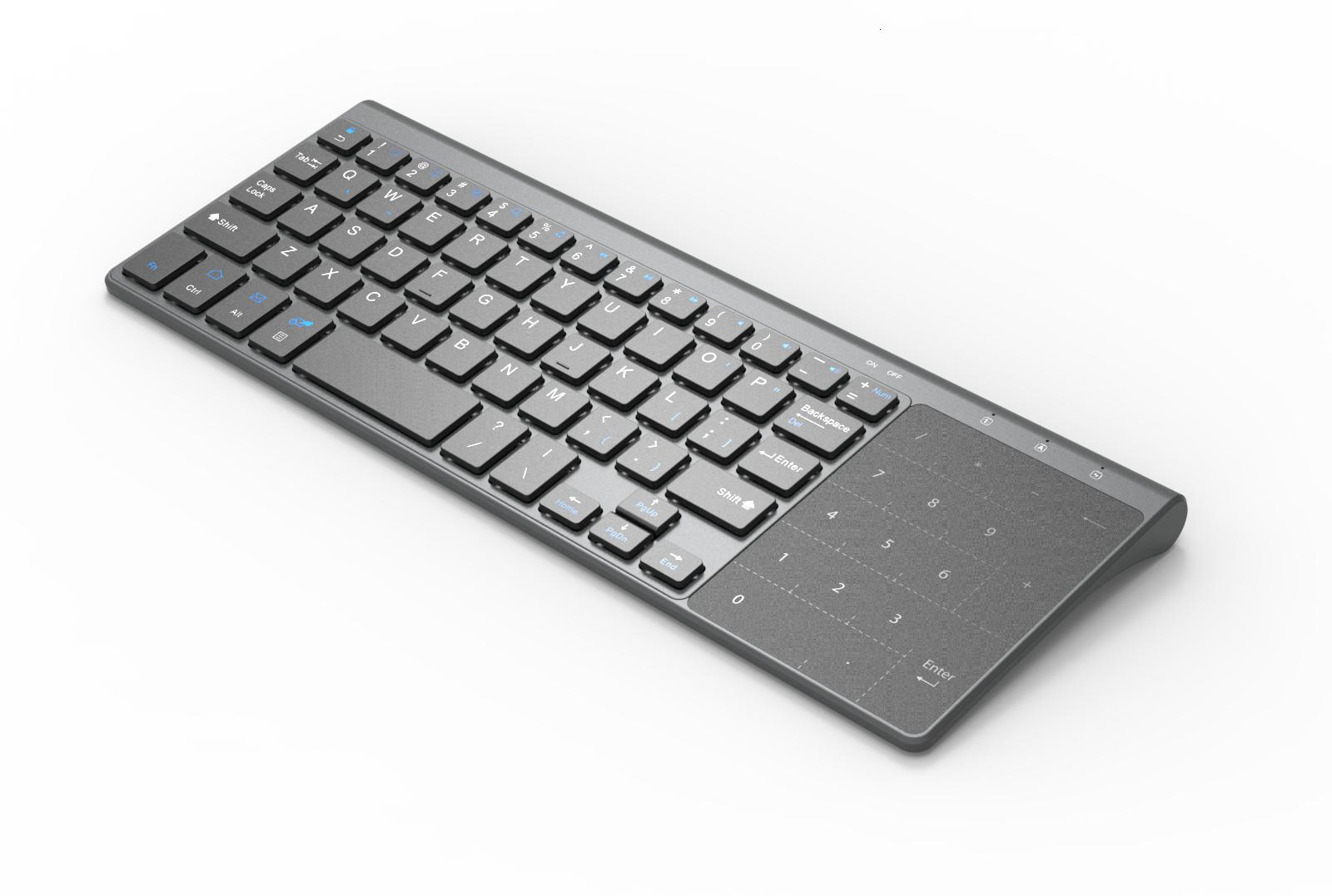 Usb 2.4g trådlöst tangentbord för bärbar dator stationär smart tv nummer pekplatta numerisk tangentbord för android windows: Silvergrå engelska