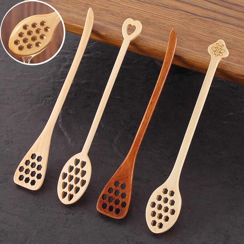 Di legno Miele Cucchiaio Cucchiaio di Miscelazione Manico in Legno mescolata sbarra Cucchiaio per il Miele Vaso di Miscelazione Bastone Da Cucina Mestolo Da dolce Da Tavola ToolsWooden