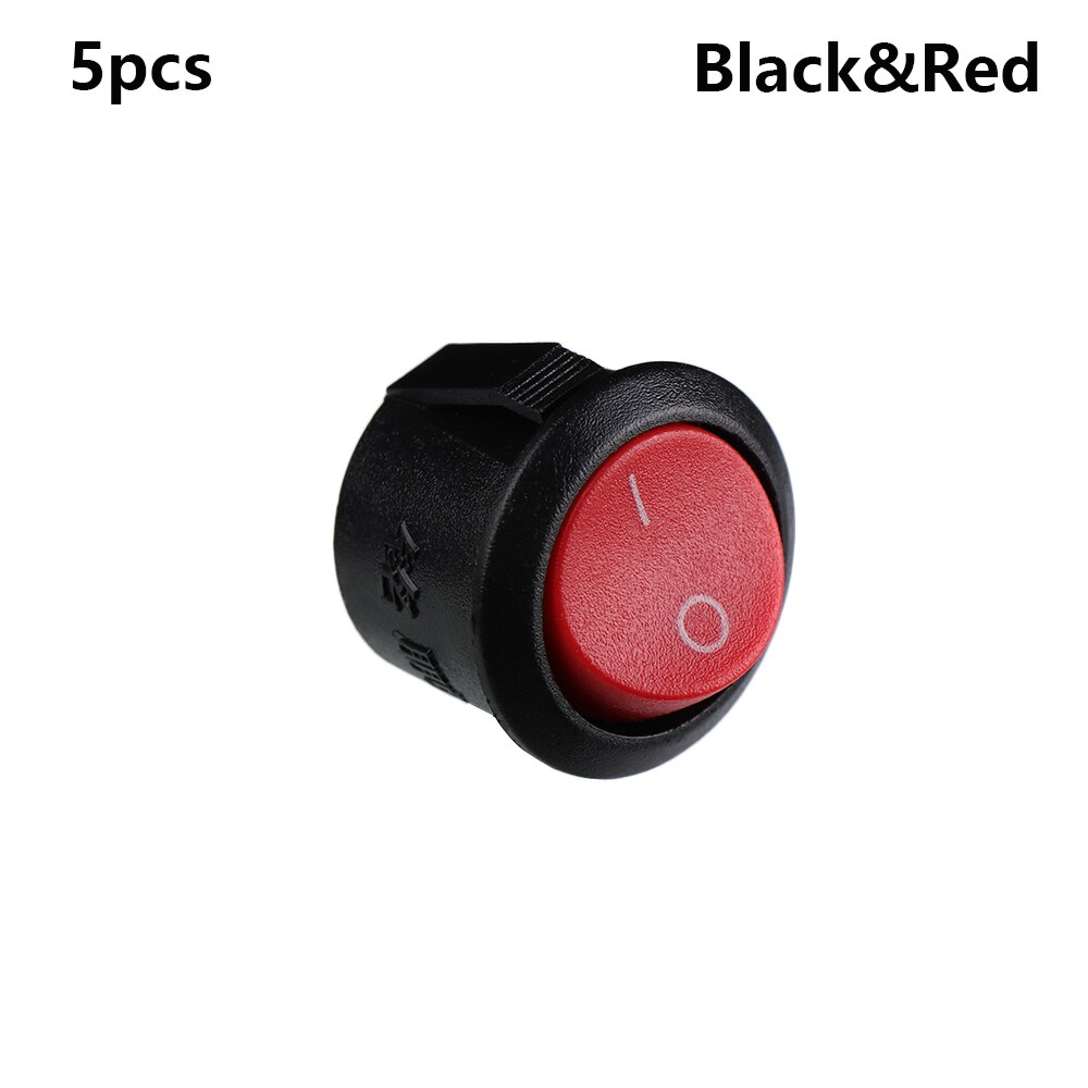 Mode 5 PCS MINI RONDE Toggle Switch Auto Boot Switch Drukknop Rocker Switch ON/OFF Boot Schakelaars 3A/250 V 6A/125 V: black-red