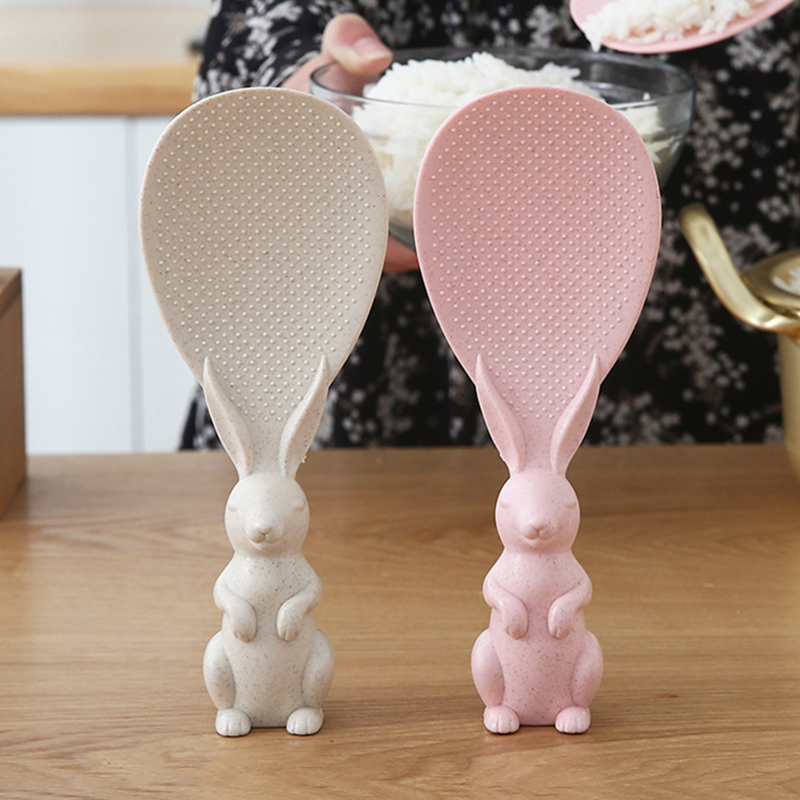 Rabbit Rice Shovel Rice Cooker Rice Spoon Kitchen Wheat Straw Rabbit Spoon Non-stick Cartoon Rice Spoon Can Stand Up