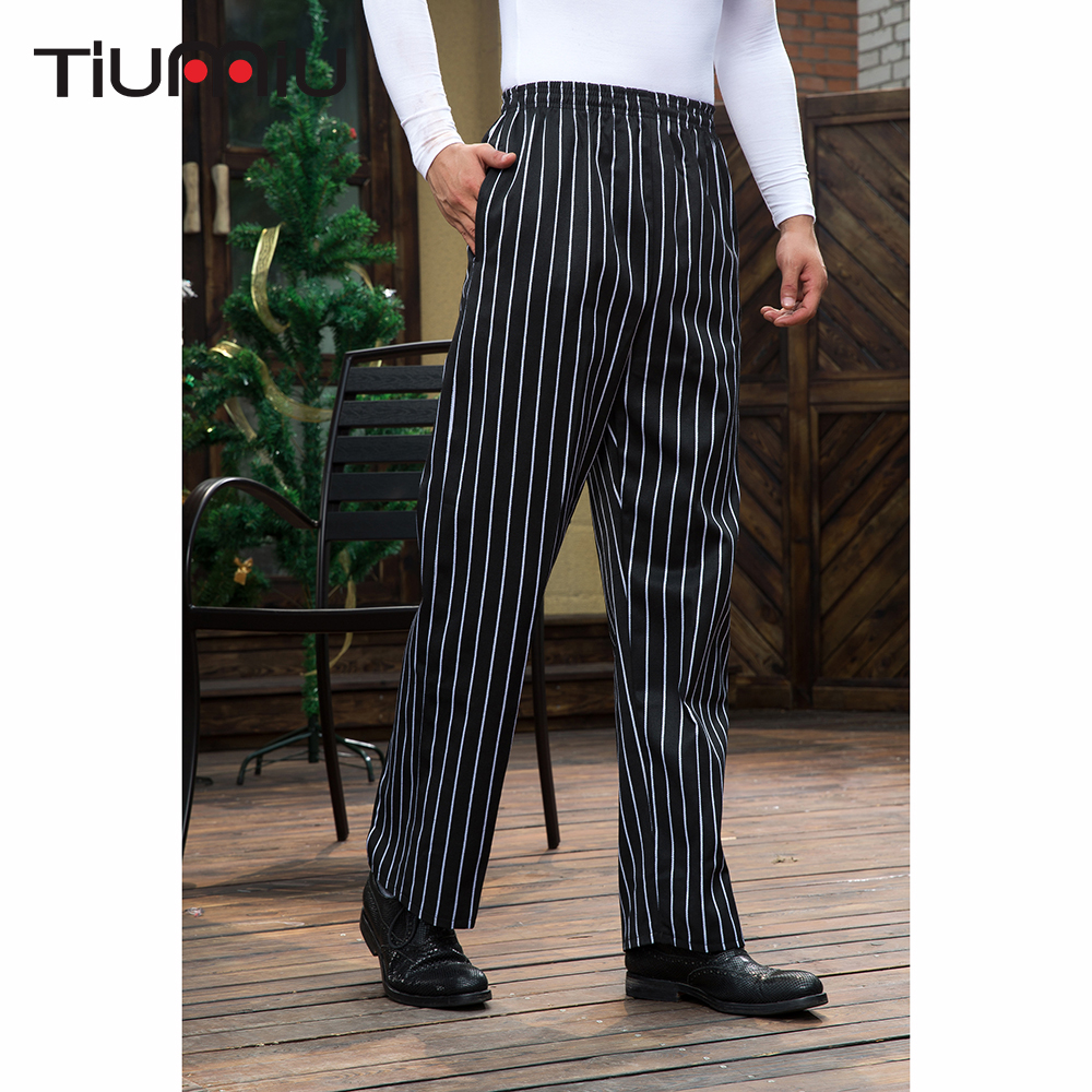 M-3XL Chef Uniform Restaurant Kitchen Food Service Bakery Coffee Shop Work Wear Pants Men Waiter Cooker Pants Trousers